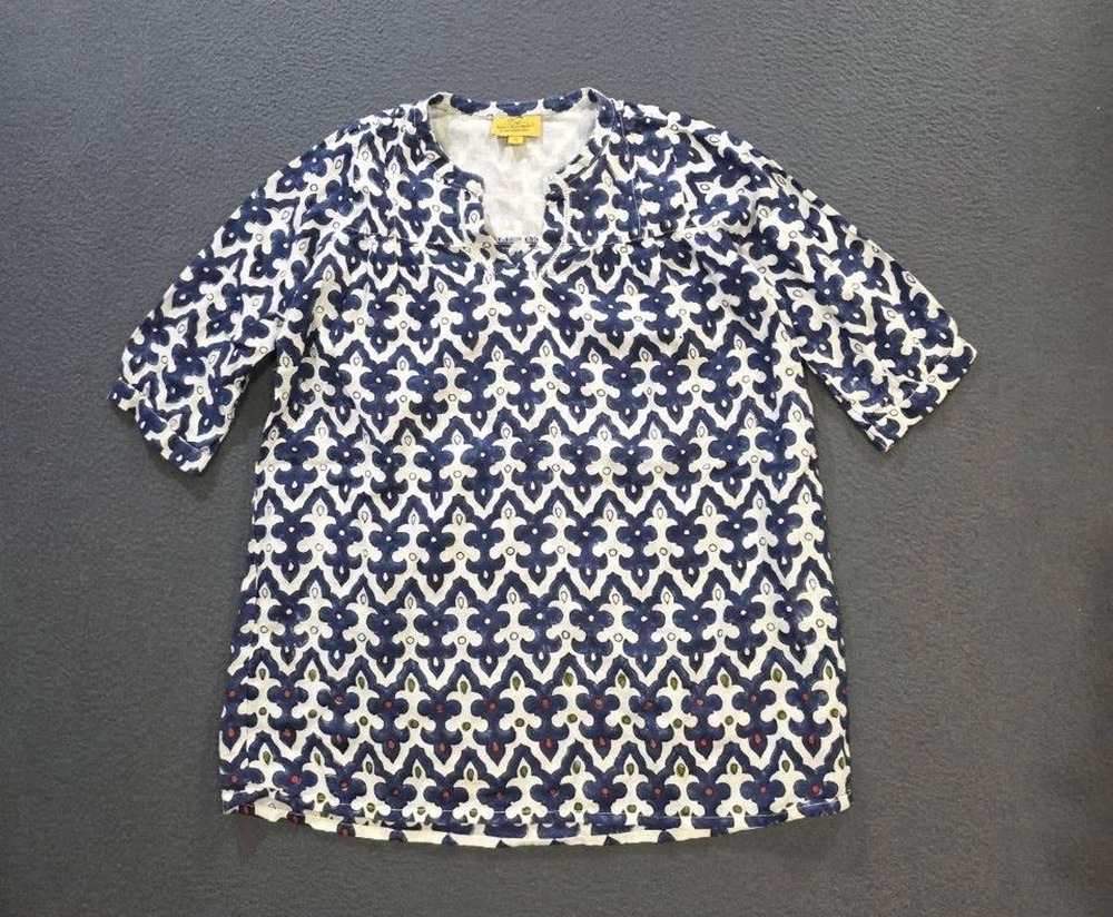 Roberta Roller Rabbit kids Size 6 yrs Blue White Semi Sheer Tunic A011062